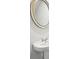 Pedestal sink with white basin and oval mirror enhances the modern bathroom at 4437 Ben Hill Rd, Atlanta, GA 30349