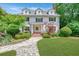 Traditional home with a stone walkway, well-manicured lawn, mature shrubs, and black shutters at 235 The Prado N, Atlanta, GA 30309
