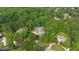 Stunning aerial view of estate home with pool, surrounded by lush greenery and mature trees at 104 Hidden Springs Ln, Peachtree City, GA 30269