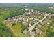 Expansive aerial view displays a neighborhood filled with lush trees and beautifully maintained homes at 466 Sweet Apple Ln, Buford, GA 30518