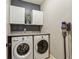 Functional laundry room featuring a washer, dryer, and overhead cabinets for efficient storage at 2579 Lulworth Ln, Marietta, GA 30062