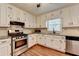 Kitchen features white cabinets, stone countertops, backsplash and stainless steel appliances at 2816 Highland Park Dr, Stone Mountain, GA 30087
