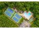 Stunning aerial shot showcasing community tennis courts, swimming pool, and ample parking at 2735 Jims Ne Rd, Marietta, GA 30066