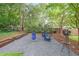 Charming backyard featuring a windmill and gravel patio with adirondack chairs and landscaping at 1267 Thomas Rd, Decatur, GA 30030