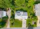 Aerial shot of a landscaped property, showcasing the manicured lawn, trees, and driveway at 5223 Willow Ridge Dr, Woodstock, GA 30188