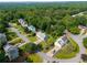 An aerial view of a quiet residential street with well-maintained homes and mature trees in a park-like setting at 5223 Willow Ridge Dr, Woodstock, GA 30188