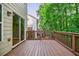 A private wooden deck with green surroundings makes for outdoor enjoyment and entertainment at 1293 Liberty Nw Pkwy, Atlanta, GA 30318