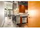 Modern kitchen featuring stone floors, stainless steel appliances, and a breakfast bar at 943 Peachtree Ne St # 2001, Atlanta, GA 30309