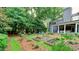 Manicured backyard garden featuring a variety of plants and greenery, a bench, and a well manicured lawn at 1178 Chambord Ne Way, Brookhaven, GA 30319
