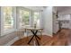 Eat in kitchen dining area with hardwood floors and bay windows at 4446 Huntington Cir, Atlanta, GA 30338