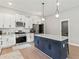 Modern kitchen with white cabinets, a contrasting island, and stainless steel appliances offers a stylish workspace at 1521 Sylvan Sw Rd, Atlanta, GA 30310