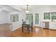 Eat-in kitchen featuring stainless steel appliances and view of the backyard at 3850 Stepney Way, Cumming, GA 30041