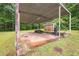 Covered storage area in backyard for tools and equipment, surrounded by a lush, wooded landscape at 695 Hiram Sudie Rd, Dallas, GA 30157