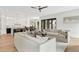 Open-concept living room adjacent to the kitchen with neutral furniture at 504 Barrington Drive, Roswell, GA 30075