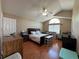 Comfortable main bedroom features vaulted ceilings, laminate floors and plenty of natural light at 3889 Sidney Lanier Blvd, Duluth, GA 30096