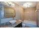 Bathroom features tiled shower and granite vanity with bowl sink at 4766 Jamerson Forest Cir, Marietta, GA 30066