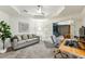 Bright office space with French doors, a ceiling fan, and views to the media room at 505 Woodmoore Ct, Sandy Springs, GA 30342