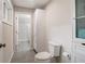 Modern bathroom features white cabinetry, toilet, and glass door shower at 1101 White Oak Ave, Atlanta, GA 30310