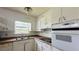 Kitchen with white cabinets, a double sink, and built-in oven at 472 Opel St, Riverdale, GA 30274