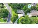 Aerial view of a house surrounded by mature trees, lush greenery, and a spacious driveway at 1758 N Springs Dr, Atlanta, GA 30338