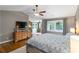 Primary bedroom suite showcasing hardwood floors, two windows, and a tv at 1268 Harris Road Rd, Lawrenceville, GA 30043
