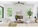 Bright living room features a modern fireplace and natural light from large windows overlooking the wooded landscape at 3117 Robinson Ave, Scottdale, GA 30079