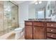Bathroom features marble vanity with tile shower, updated fixtures and spacious vanity at 1280 W Peachtree Nw St # 3514, Atlanta, GA 30309