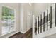 Bright foyer with hardwood floors, white walls, and modern staircase leading to the upper level at 2920 Cushing Ct, Jonesboro, GA 30236