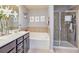 Bright bathroom with double vanity, soaking tub, and separate shower at 5008 Whiteoak Pointe Se # 15, Smyrna, GA 30080
