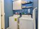 Bright laundry room featuring washer, dryer, shelving, and white cabinets at 5008 Whiteoak Pointe Se # 15, Smyrna, GA 30080