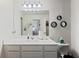 Well-lit bathroom with a wide vanity, white countertop, and a large mirror for grooming at 124 Saginaw Ct, Locust Grove, GA 30248