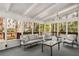 Screened-in porch with comfortable seating and serene views of surrounding trees and a house at 2955 Rhodenhaven Nw Dr, Atlanta, GA 30327