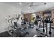 Well-lit gym area with treadmills, stationary bikes, and ceiling fans at 3777 Peachtree Ne Rd # 1313, Brookhaven, GA 30319