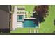 Top view of modern pool and lounge area, surrounded by lush green landscaping at 3292 Lenox Ne Pl, Atlanta, GA 30324