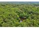 Aerial shot with a pond surrounded by dense trees, offering a peaceful retreat at 4025 Demooney Rd, Atlanta, GA 30349