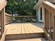 Back deck with wood planks and railings overlooking trees and yard at 403 Hickory Walk, Woodstock, GA 30188