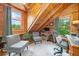 Attic office area featuring two workstations with natural light and cozy seating at 521 East Valley Ne Rd, Rydal, GA 30171
