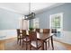 Bright dining room with hardwood floors, classic wainscoting, modern lighting, and natural light from two large windows at 2915 Preakness Nw Dr, Marietta, GA 30064