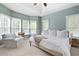Calm main bedroom featuring a tray ceiling and large windows offers a tranquil retreat with ample natural light at 2915 Preakness Nw Dr, Marietta, GA 30064