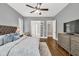 Spacious main bedroom features neutral walls, french doors and lots of natural light at 5588 Rhododendron Trl, Douglasville, GA 30135