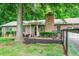 Brick home featuring a cozy front patio, manicured landscaping, and fenced yard at 2884 Bent Creek Nw Dr, Kennesaw, GA 30152