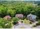 Aerial view of beautiful homes surrounded by lush green trees at 2910 Leeds Garden Ln, Alpharetta, GA 30022