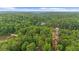 Sprawling aerial view featuring abundant greenery, a lake, and a tall wooden tower at 15 Bailey St, Whitesburg, GA 30185