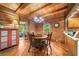 Charming dining area with wood flooring and rustic decor, adjacent to the kitchen at 15 Bailey St, Whitesburg, GA 30185