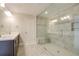 Bathroom with double sink vanity and a large frameless glass shower with a built-in bench at 1949 Townsend Ne Ct # 22, Atlanta, GA 30329