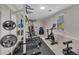 Home gym featuring a variety of equipment, including weights, a stationary bike, and a multi-gym at 100 Chestnut Hill Dr, Canton, GA 30114