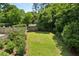 Spacious backyard featuring a well-maintained lawn, mature trees, and a storage shed at 111 Terrace Ne Dr, Atlanta, GA 30305