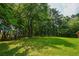 Spacious backyard with lush greenery and trees at 3223 Heritage Way, Buford, GA 30519
