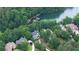 Stunning aerial view of lakefront homes surrounded by lush greenery and a private dock at 1515 Lockridge Dr, Cumming, GA 30041