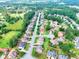 Aerial view of a residential neighborhood with well-maintained lawns, mature trees, and neatly arranged homes at 3145 Sweet Basil Ln, Loganville, GA 30052